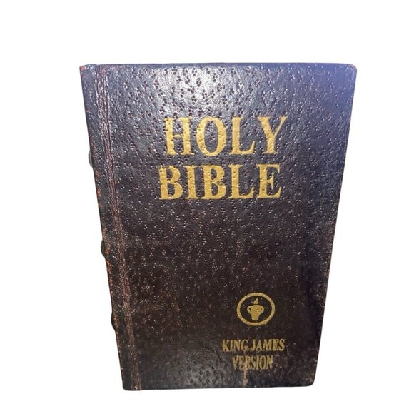 Faux Book Decorative Storage Box Holy Bible King James Velvet Lined  6"x4"x2" - Picture 2 of 14